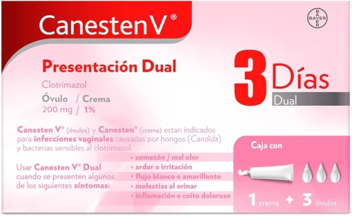 Canesten V Clotrimazole 3 Ovules 200mg / 1 Cream 1% 10gr