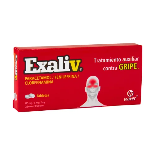 Chlorphenamine Composed Generic 20 tabs. (Exaliv) Paracetamol / Phenylephrine / Chlorphenamine