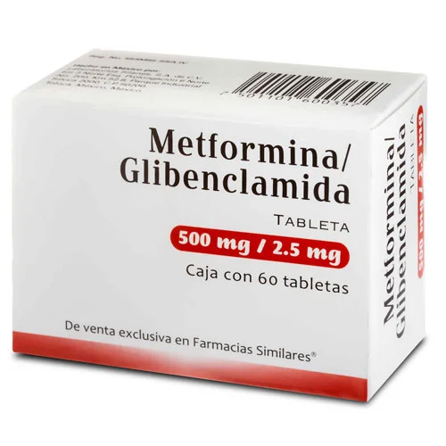 Glucovance Glyburide Glibenclamida Metformina Generic 2.5/500 mg 60 tabs
