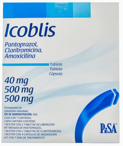 Icoblis Pantoprazole Clarithromycin Amoxicillin 40mg / 500mg / 500mg 7 Wallets
