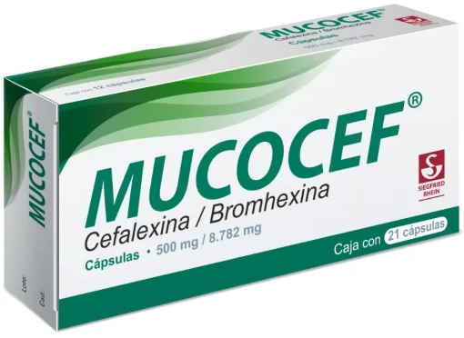 Mucocef Cephalexin Bromhexine 500mg / 8.782mg 21 Caps