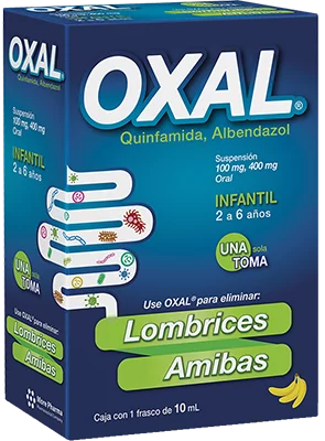 Oxal Pediatric Quinfamide Albendazole 100mg / 400mg 10ml