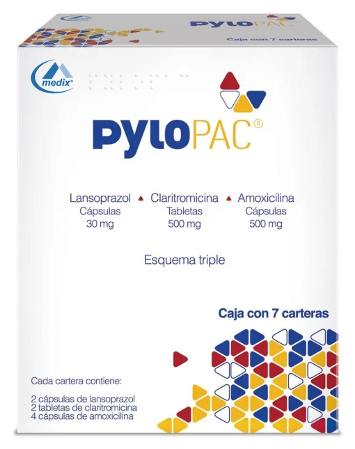 PyloPac Lansoprazole Clarithromycin Amoxicillin 30mg / 500mg / 500mg 7 Sachets