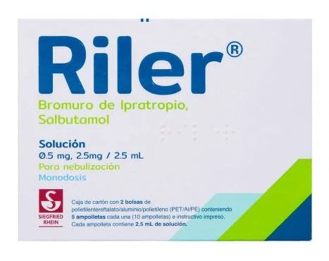 Combivent Ipratropio Salbutamol Riler 0.5mg / 2.5mg 10 vial 2.5ml.