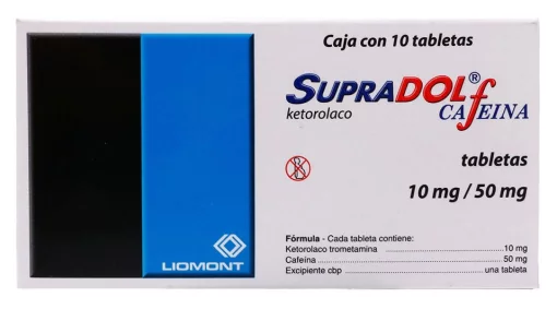Toradol Supradol Caffeine Ketorolac Tromethamine 10mg / 50mg 10 Tabs