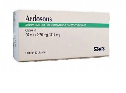 ARDOSONS (INDOMETHACIN / BETAMETHASONE / METHOCARBAMOL) 25MG, 0.75MG, 215MG 20CAPS