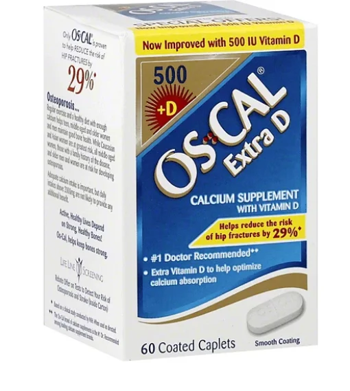 Os Cal 500+D, 500mg/200UI 60 tabs. (Os Cal+D)Calcium + suplement