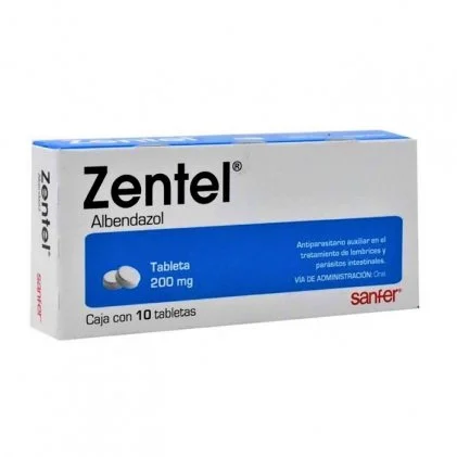 Zentel albendazol 200 mg 10 Tabs