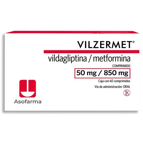 Vilzermet Vildagliptin Metformin 50mg / 850mg 60 Tabs
