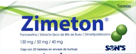 Zimeton Pancreatin Ox bile Dimethylpolysiloxane Generic 40 Tabs